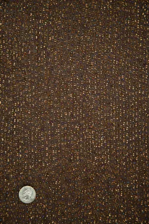 Rust Gold Sequins & Beads on Silk Chiffon Fabric